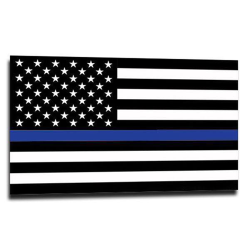 Thin Blue Line American Flag Sticker, 2.5 X 4.5 Inches